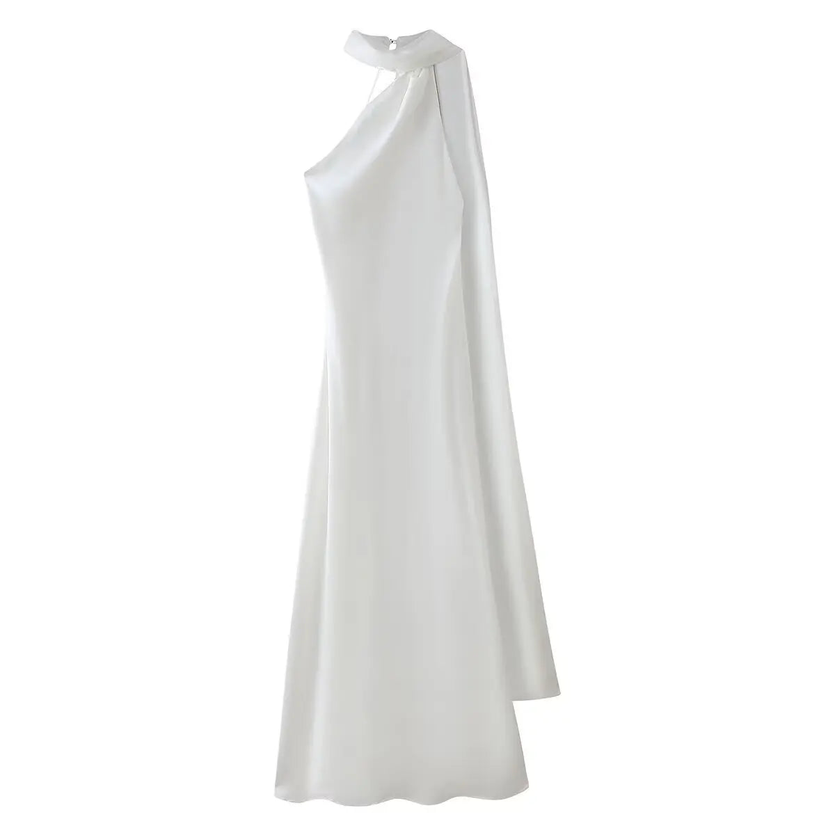 Vestido Maxi Satén Halter Espalda Abierta