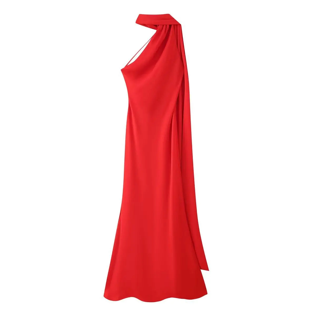 Vestido Maxi Satén Halter Espalda Abierta