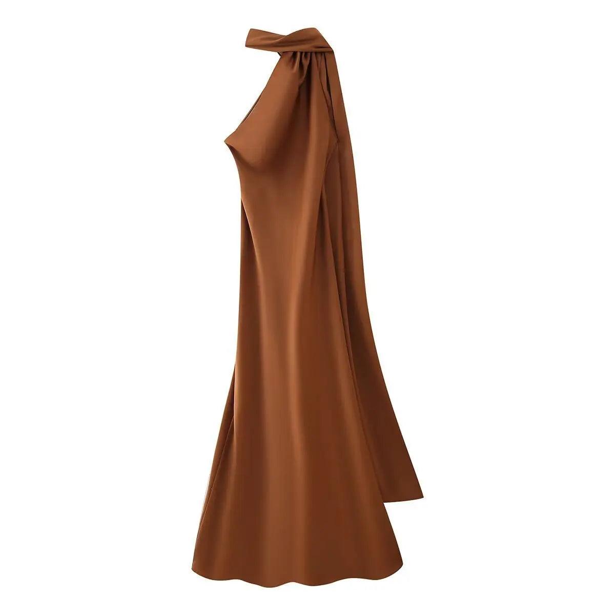 Vestido Maxi Satén Halter Espalda Abierta