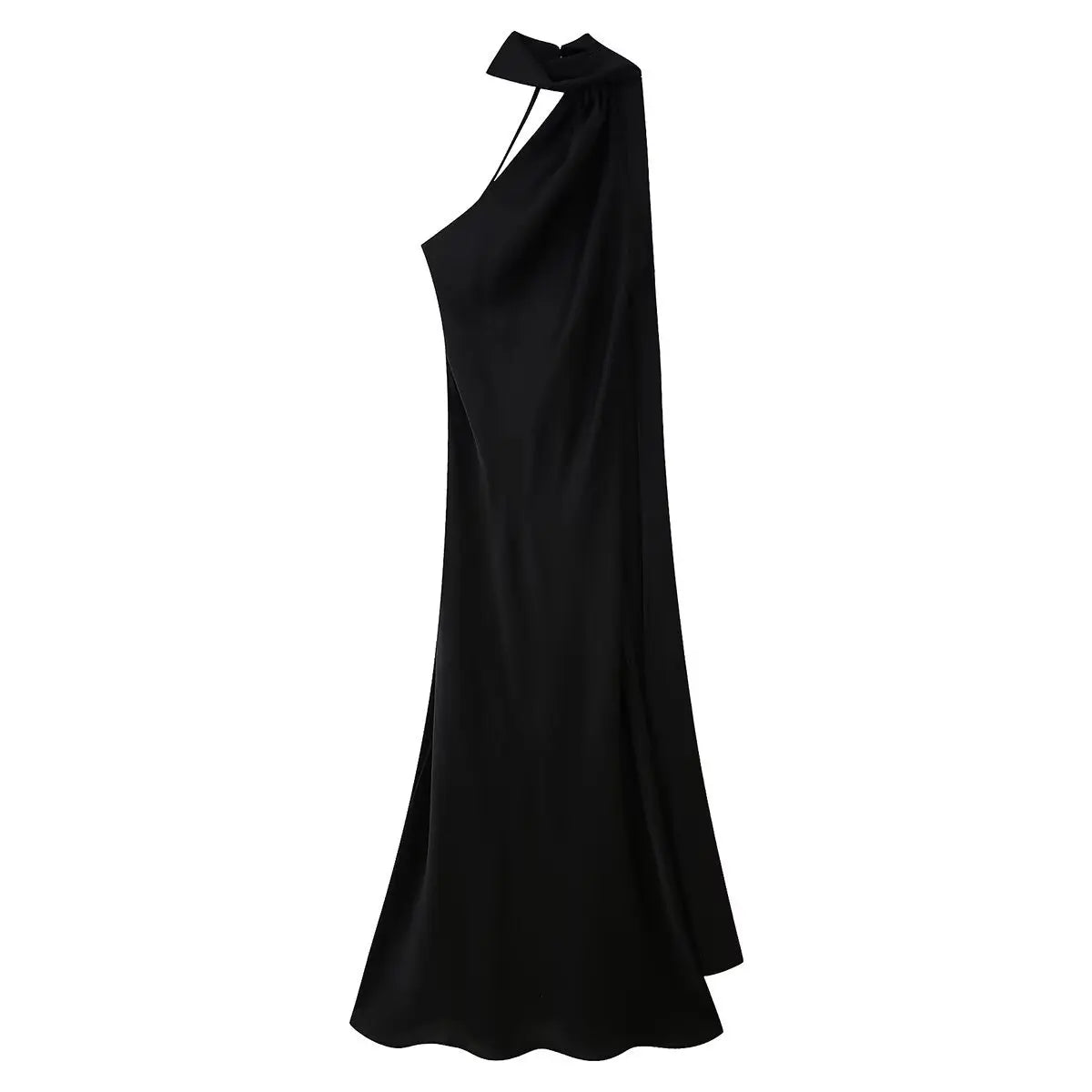 Vestido Maxi Satén Halter Espalda Abierta