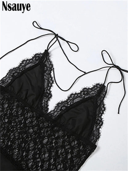 Vestido Largo Encaje Espalda Descubierta Negro