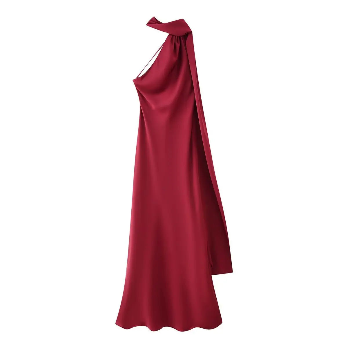 Vestido Maxi Satén Halter Espalda Abierta